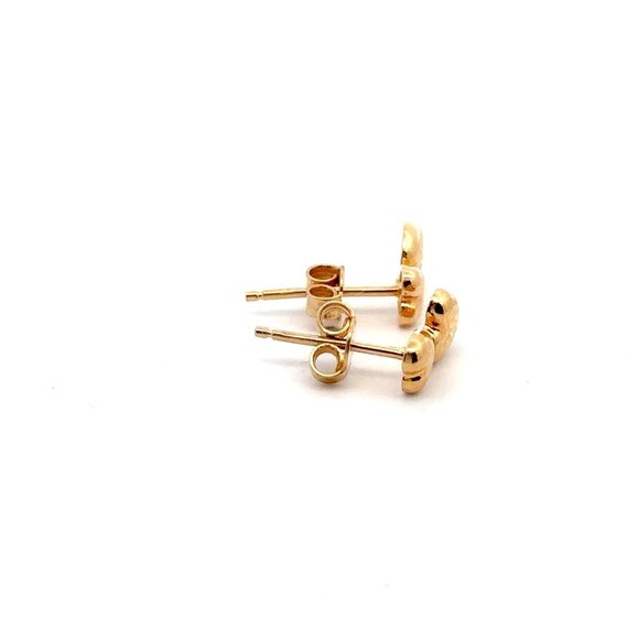 18K Gold Earrings Stud Double Hearts 1.63 grams - Picture 3 of 5